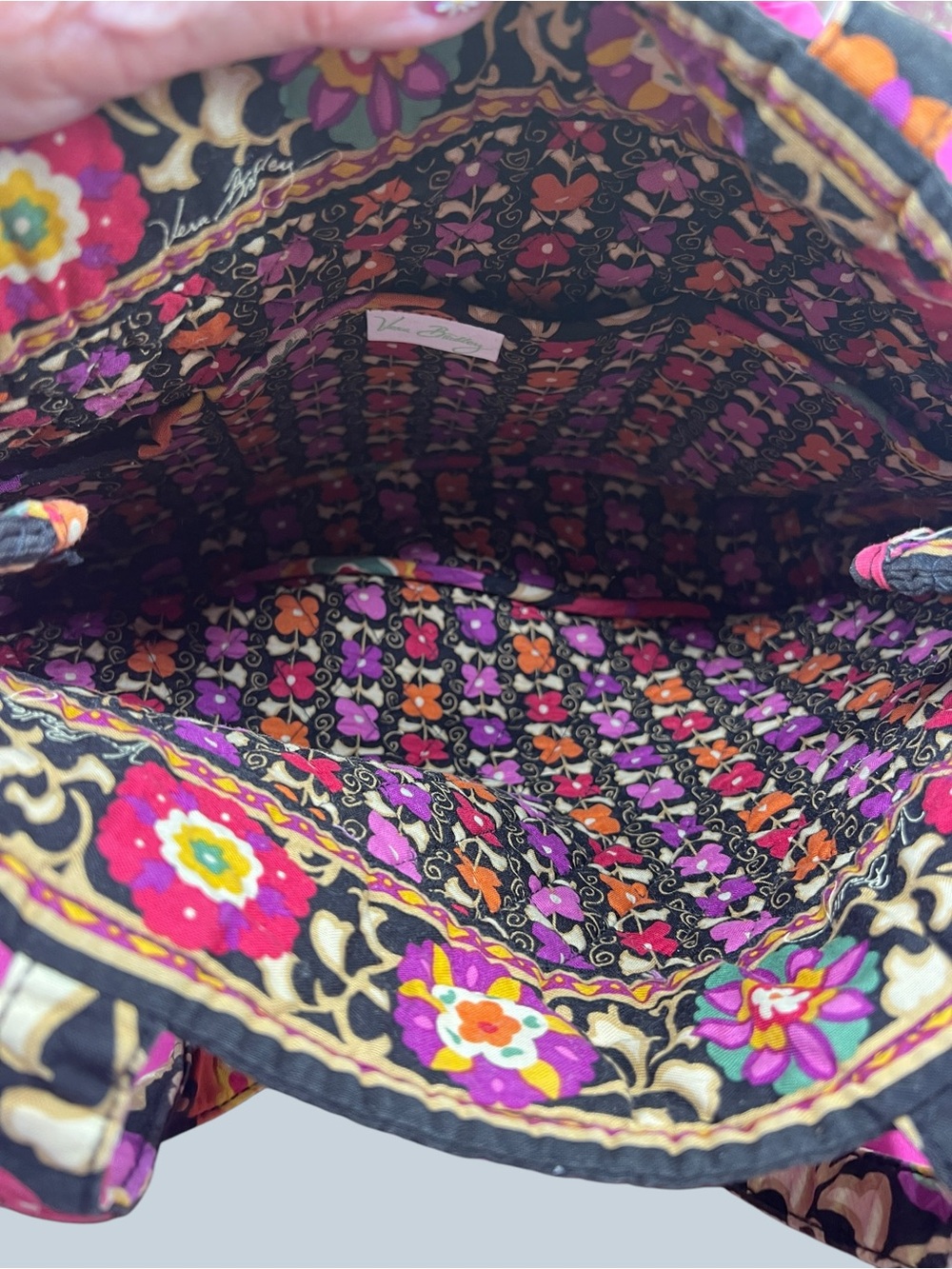 Vera Bradley Suzani Black Quilted Floral Tote with Multicolor Blooms - Picture 4 of 4
